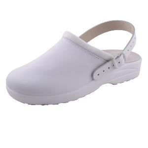 White Leather Padded clogs
